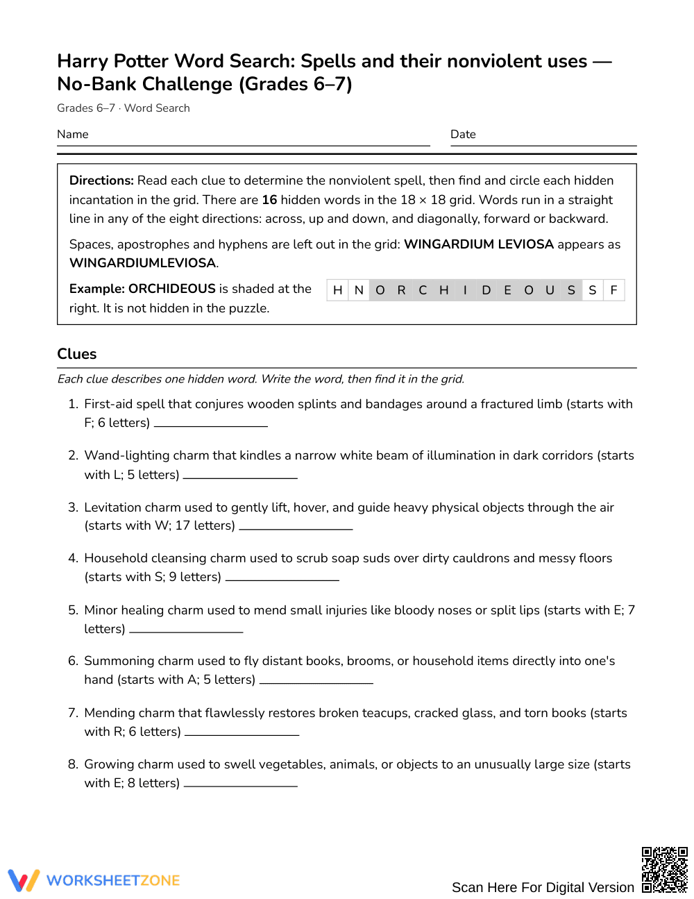 Essential Nonviolent Spells Word Search | Grades 6–7 ELA - Page 1