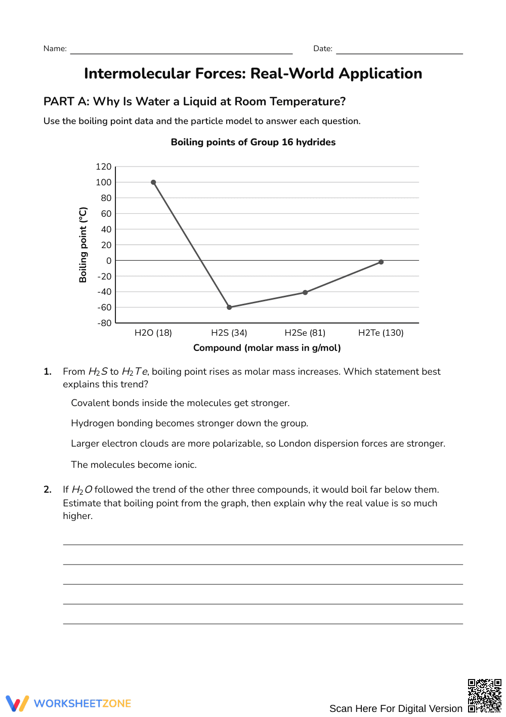 Proven Intermolecular Forces Worksheet | Grade 9-12 Science - Page 1