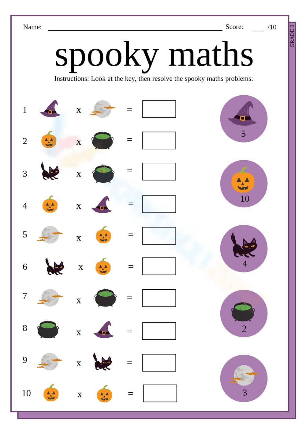 Spooky Math: Halloween Multiplication Worksheet - Page 1