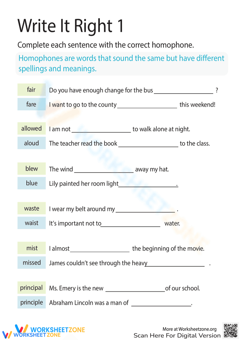Homophones_ Write It Right 1 - Page 1