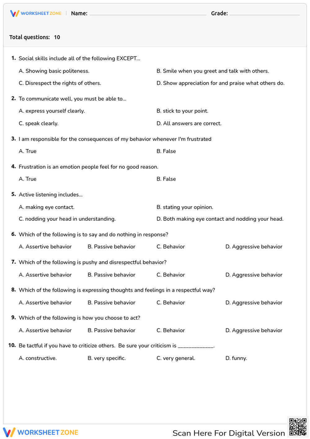 Quiz: Social Skills & Communication - Page 1