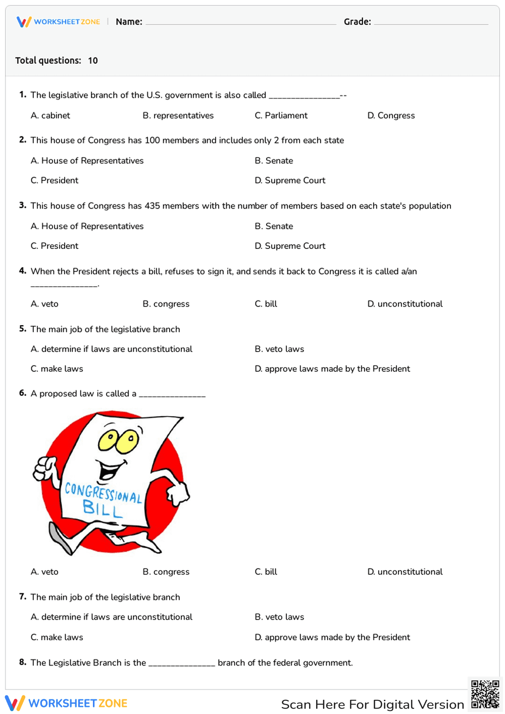 U.S. Congress and Legislative Process - Page 1