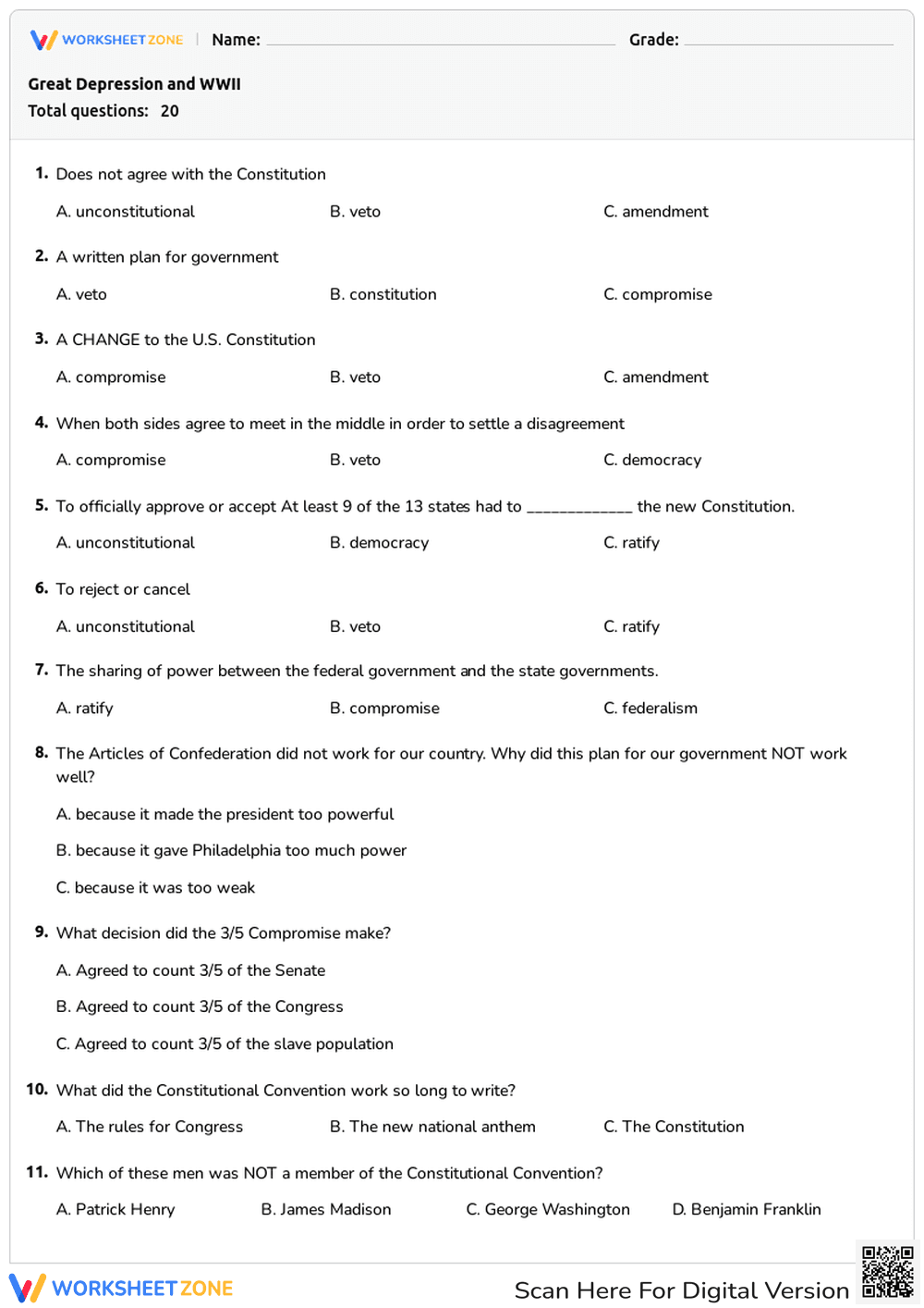 Constitutional Convention Quiz - Page 1