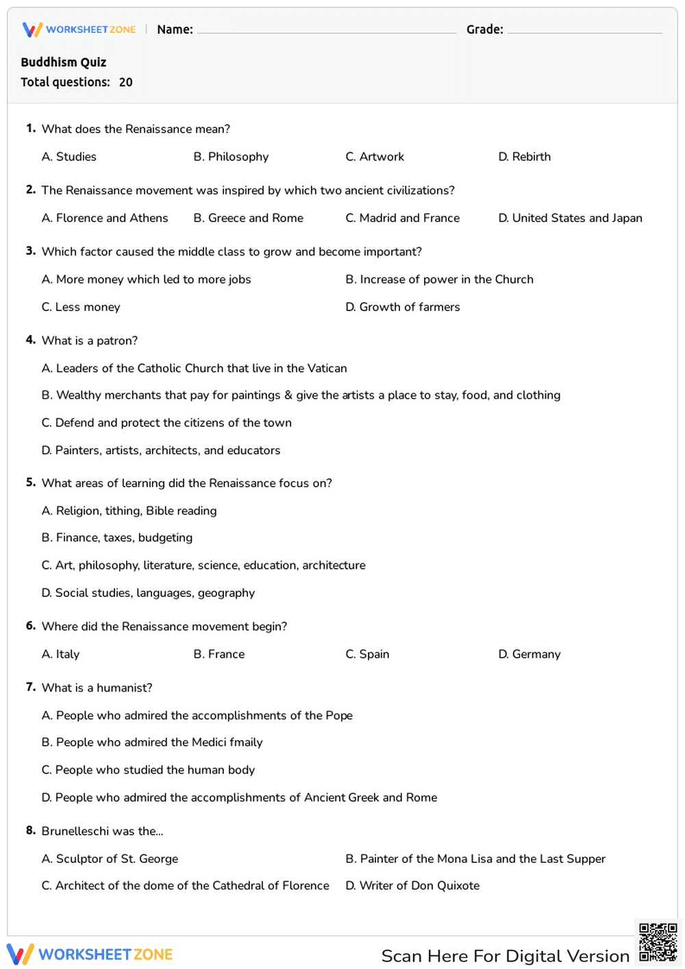 Buddhism Quiz - Page 1