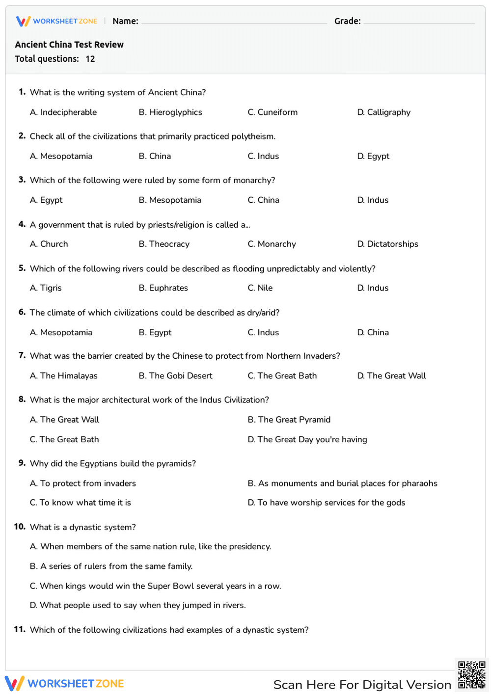 Ancient China Test Review - Page 1