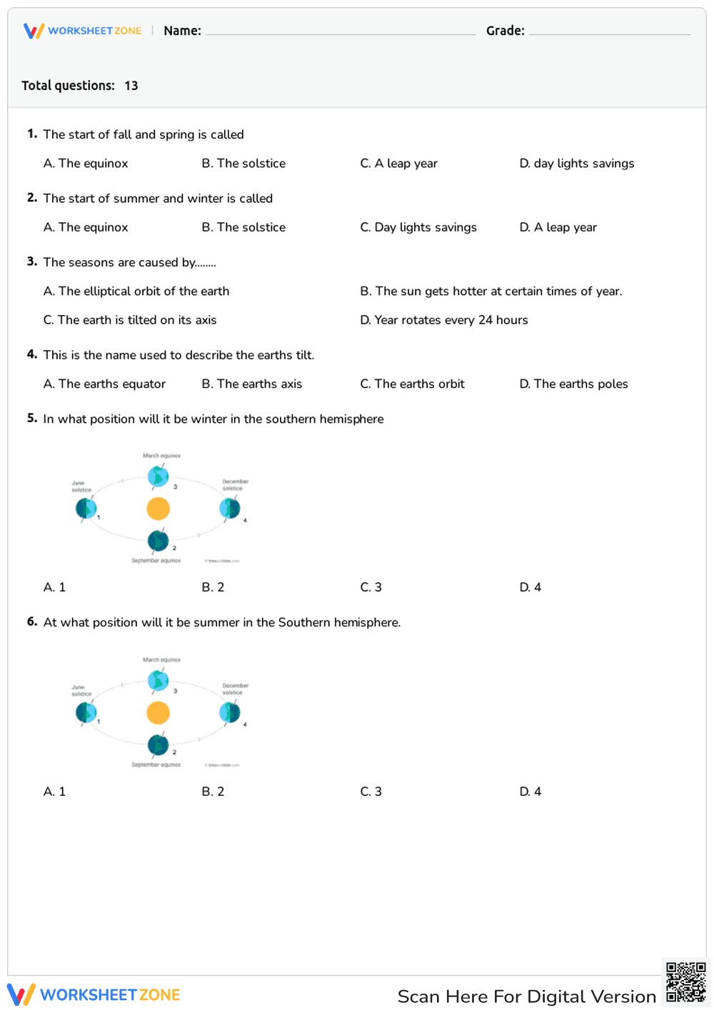 Why Do We Have Seasons? The Earths Position in the Seasons - Page 1