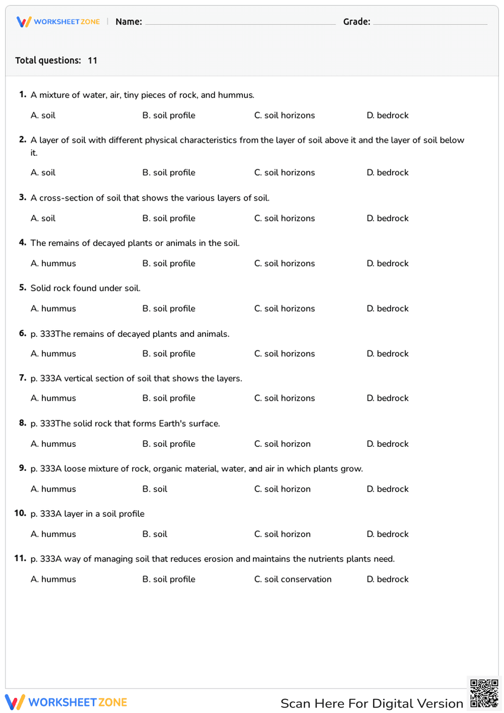 Grade 5 Soil Formation — Printable No-Prep Worksheet - Page 1