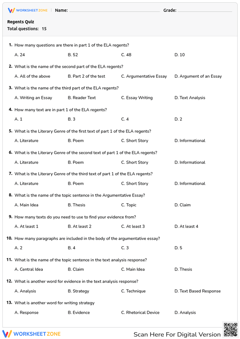Regents Quiz - Page 1