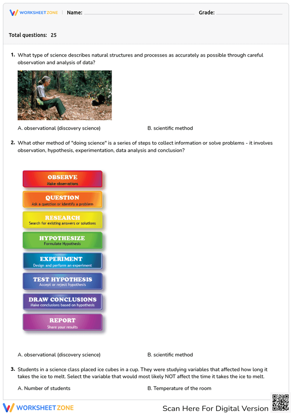 Scientific Method Quiz: Steps and Variables - Page 1