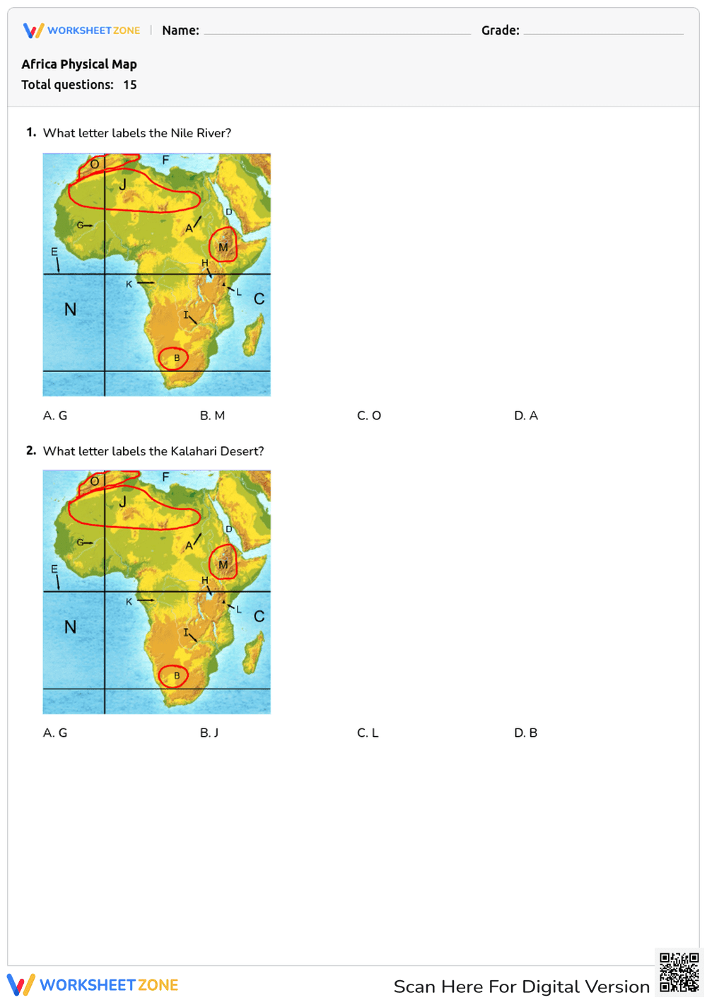 Geography of Africa: Label the Map - Page 1