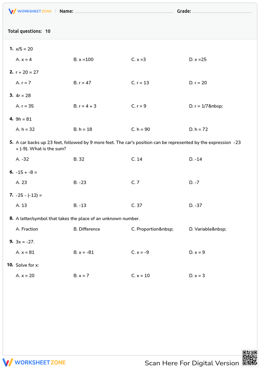 6th Grade Review - Page 1