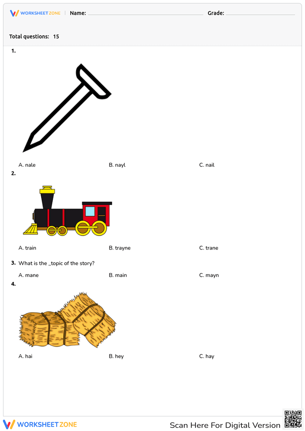 Grade 2 Spelling Practice — Essential No-Prep Worksheet - Page 1