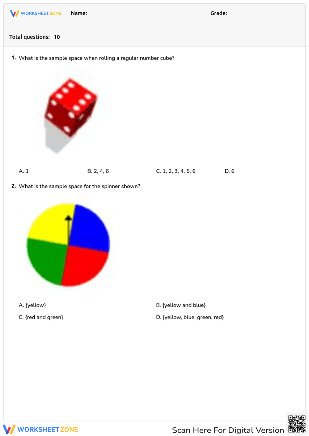 Determine Sample Space for Probability - Page 1