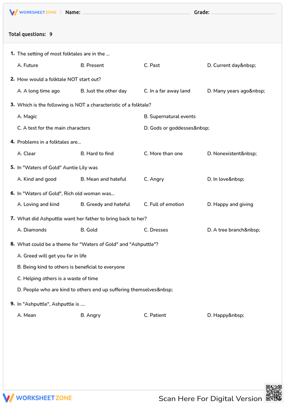 Folktales Quiz: Test Your Knowledge of Traditional Stories - Page 1