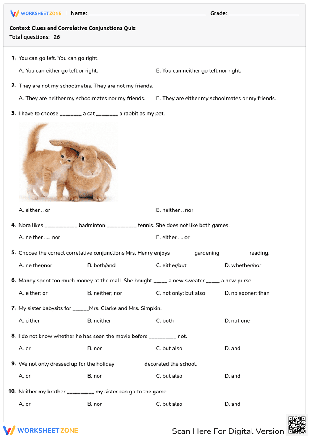 Context Clues & Conjunctions Quiz: Enhance Vocabulary Skills - Page 1