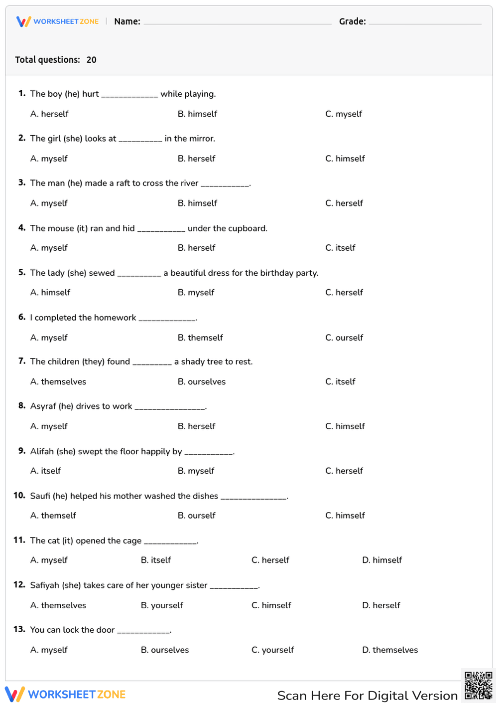 Reflexive Pronouns - Page 1