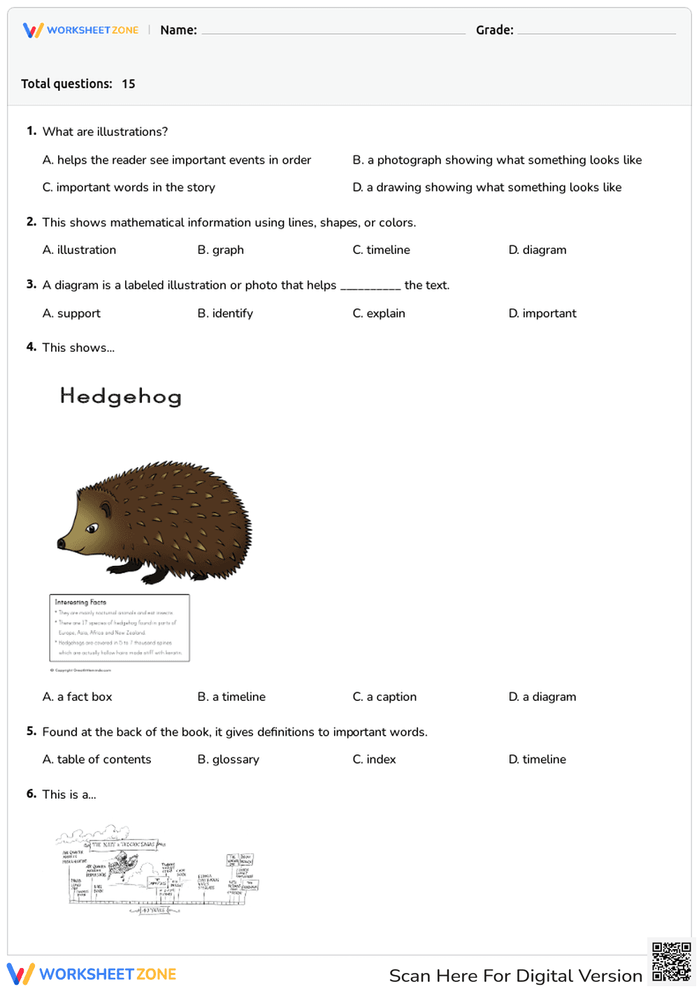3rd Grade Text Features — Printable No-Prep Worksheet - Page 1