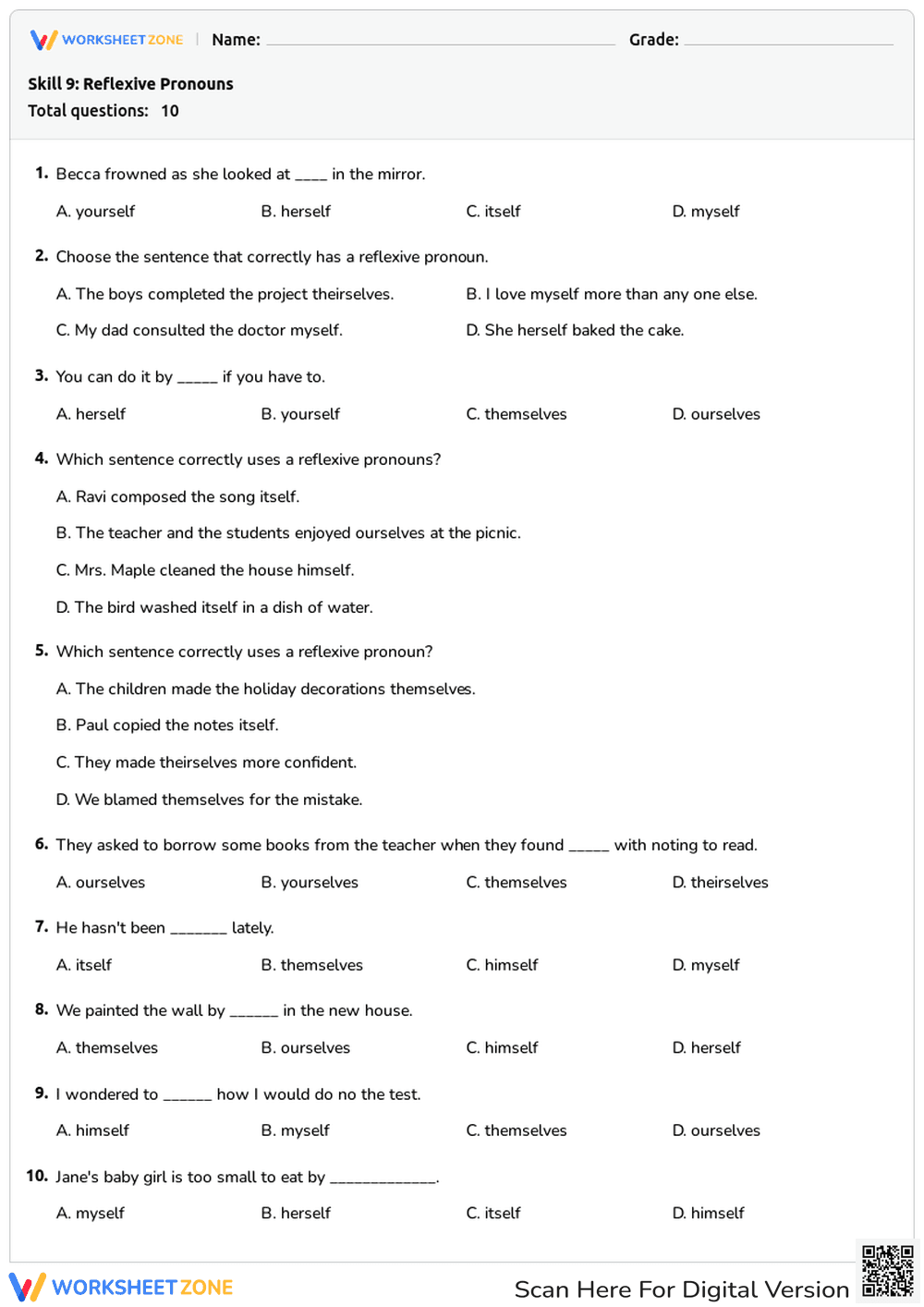 Using Reflexive Pronouns Correctly - Page 1