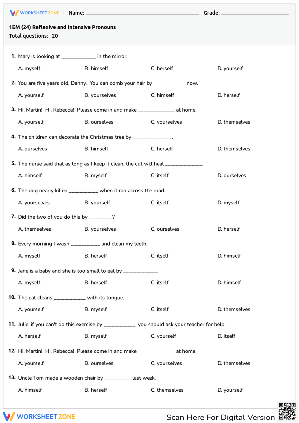 1EM (24) Reflexive and Intensive Pronouns - Page 1