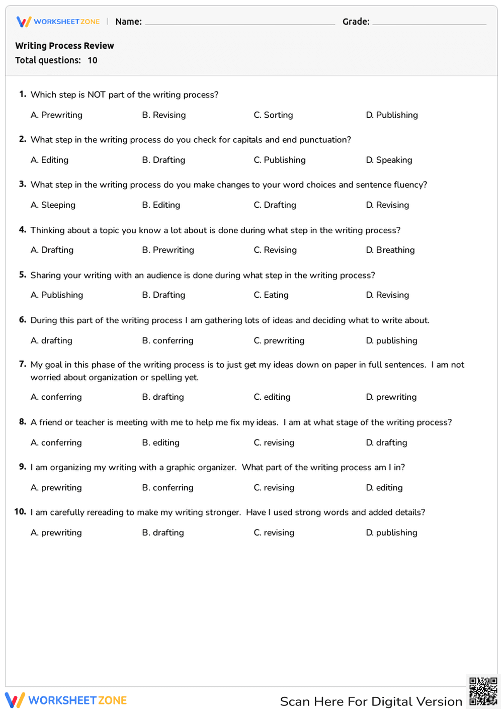 Reviewing the Writing Process - Page 1
