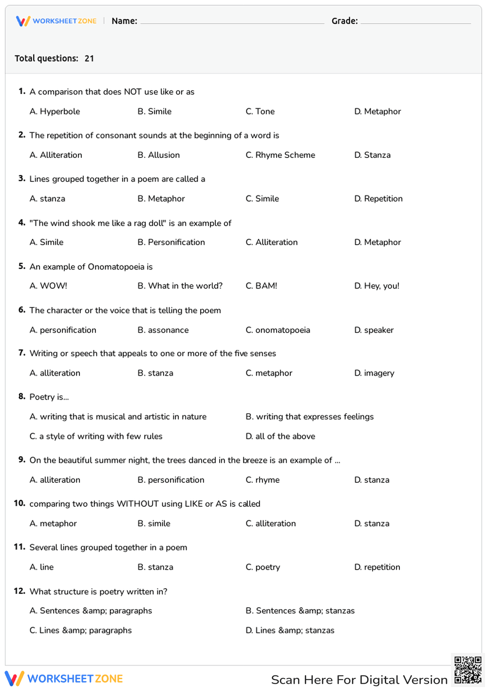 Literary Devices Quiz: Test Your Poetry Knowledge - Page 1