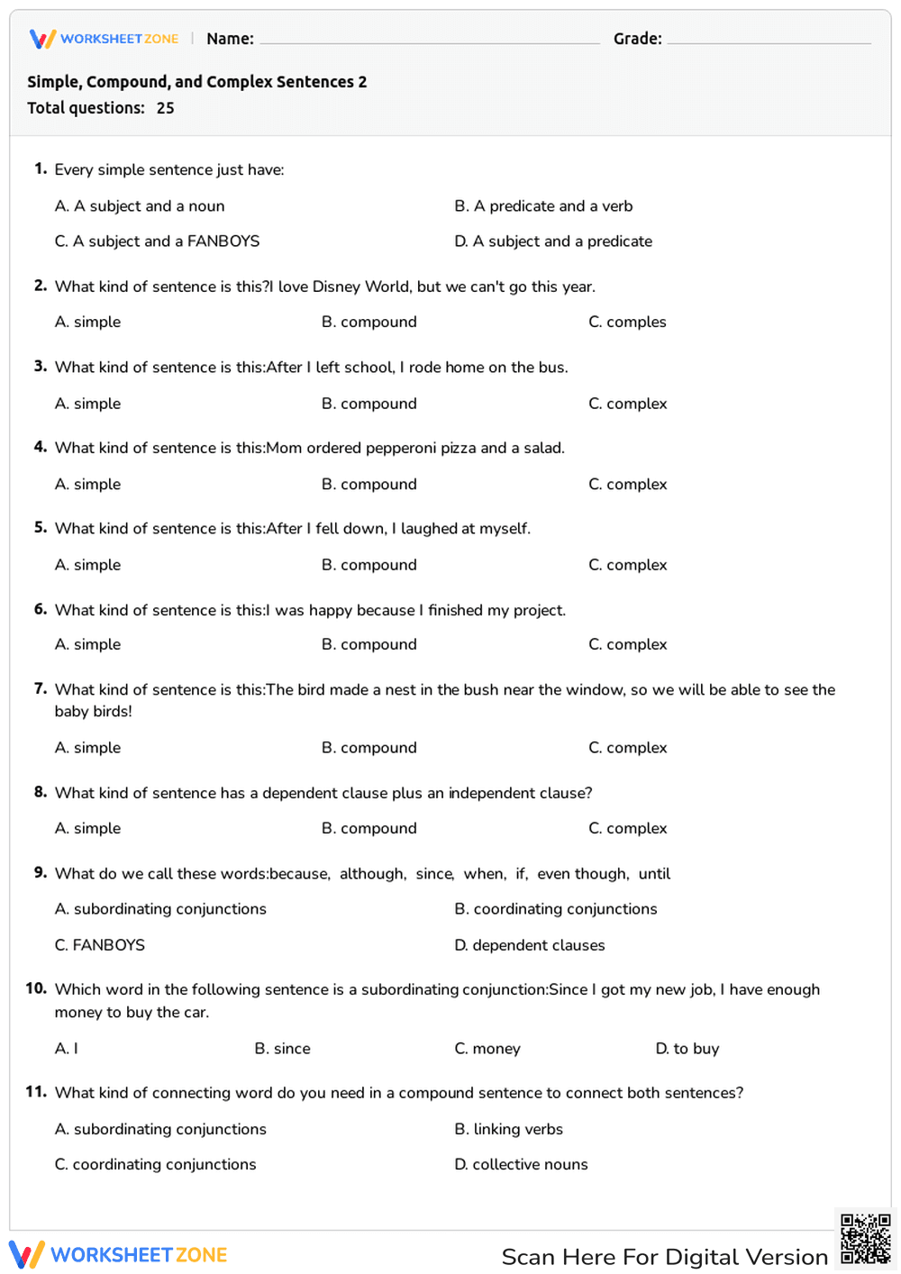 Sentence Structure Worksheet | Grade 3-5 Essential - Page 1