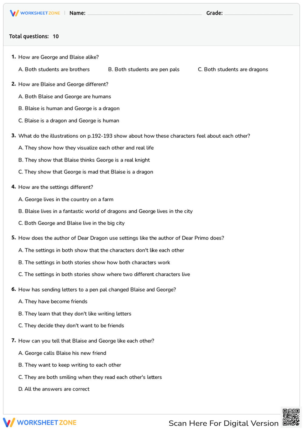 Character Comparison Quiz: George and Blaise - Page 1