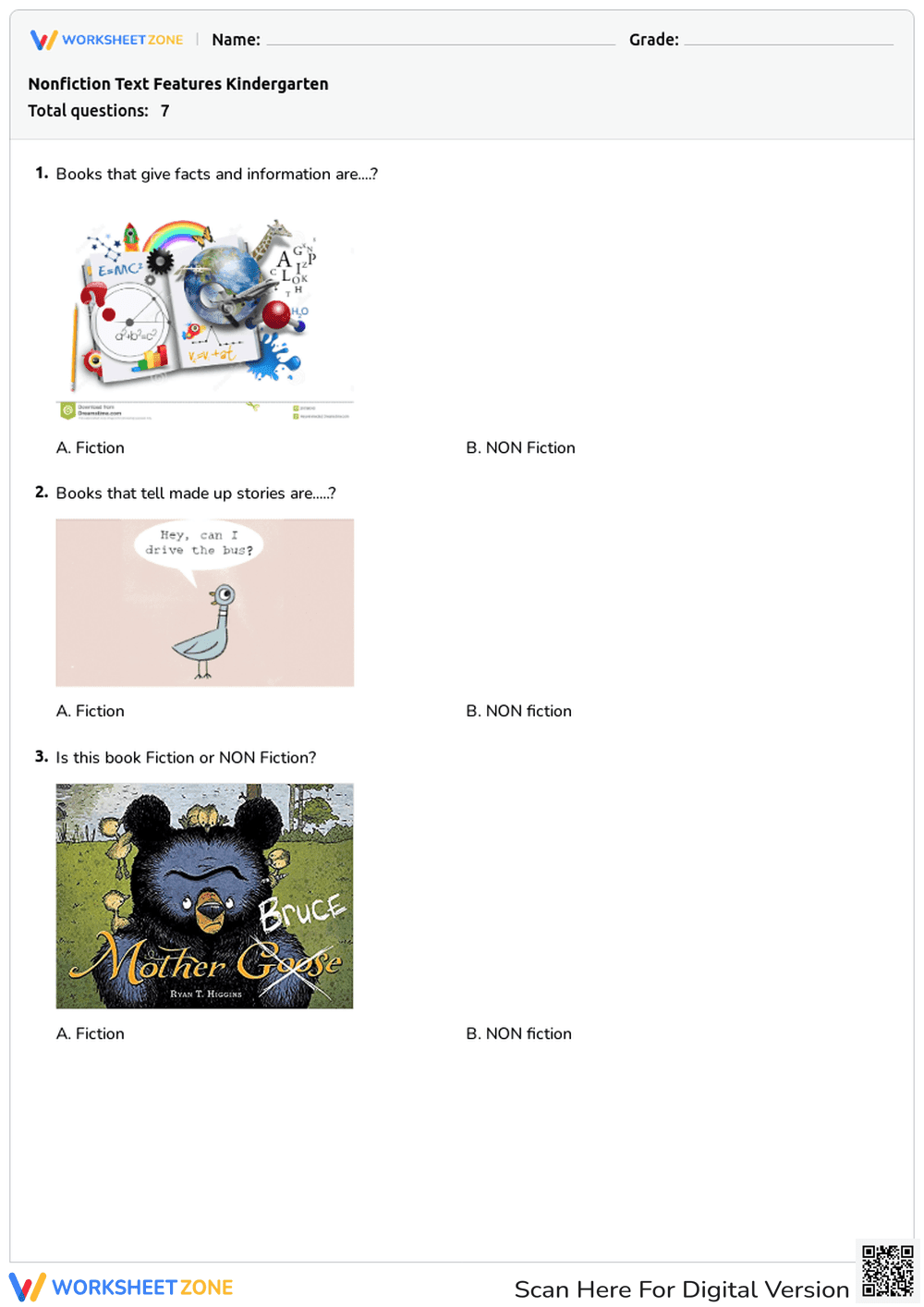 Nonfiction Text Features Kindergarten - Page 1