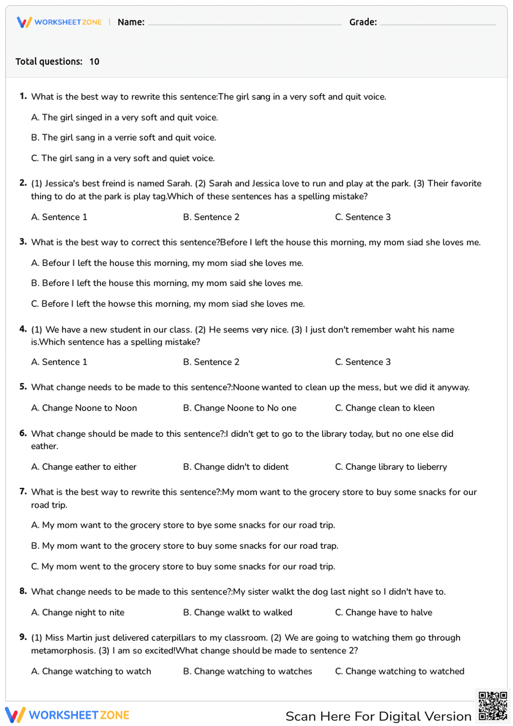 Sentence Correction: Improving Grammar and Spelling - Page 1