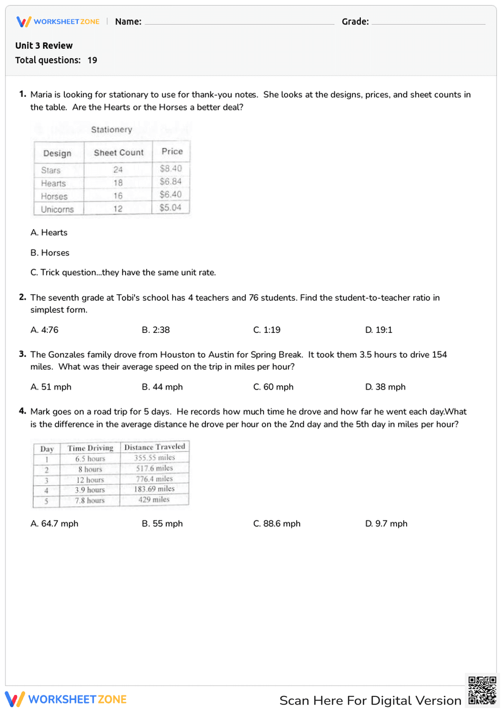 Math Ratios: Scale Drawings and Proportions - Page 1