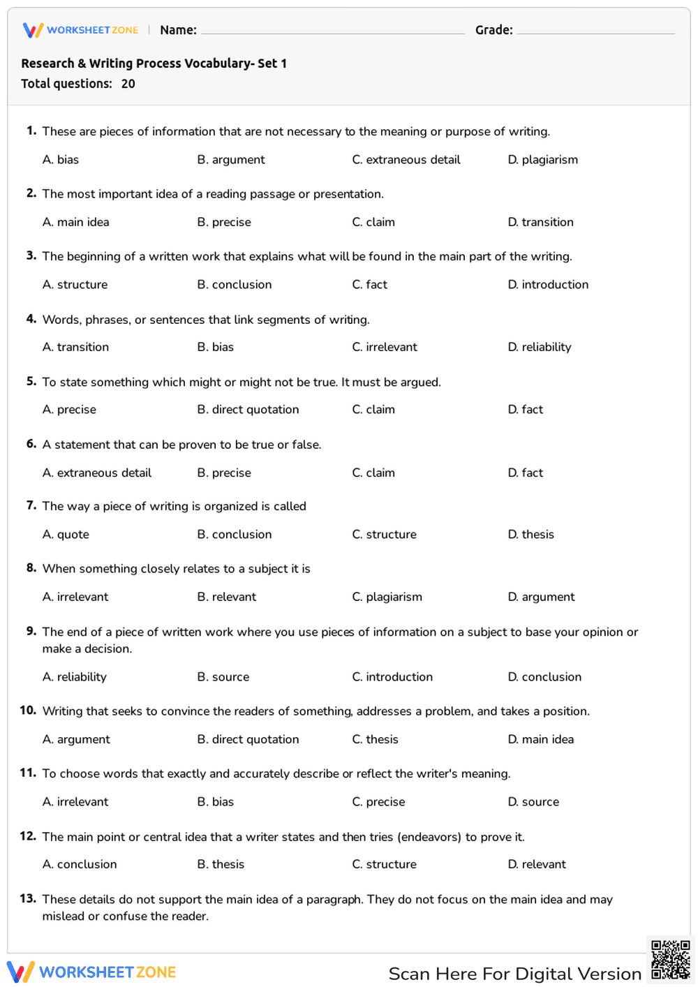 Research Writing: Terminology and Sources - Page 1