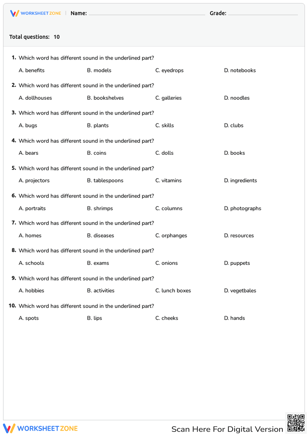 Essential Pronunciation: -s and -es Ending Sounds - Page 1