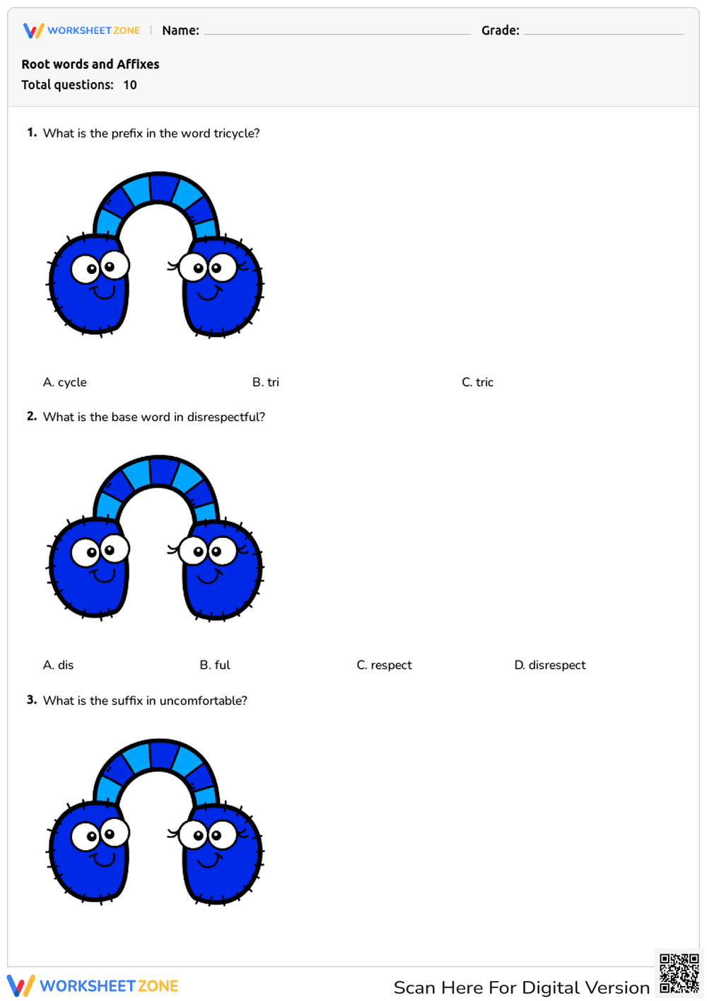 Root Words and Affixes Worksheet | Essential Grade 3 ELA - Page 1