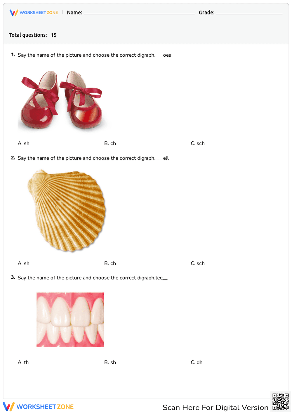 Consonant Digraphs Worksheet | Essential Grade 1 Phonics - Page 1
