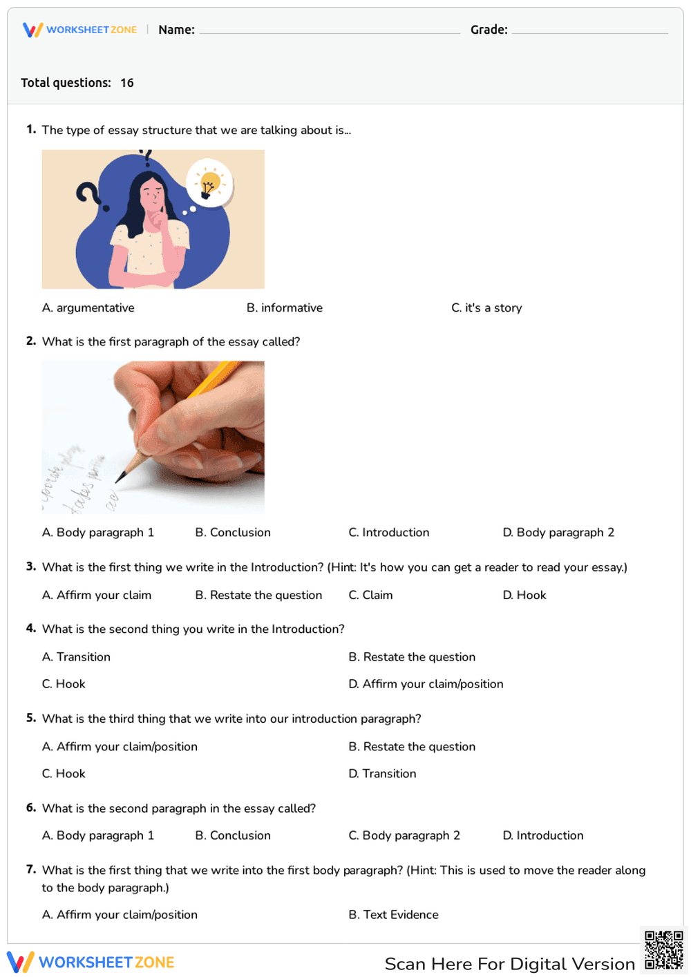 Argumentative Essay Structure Worksheet | Grade 4 Ready - Page 1