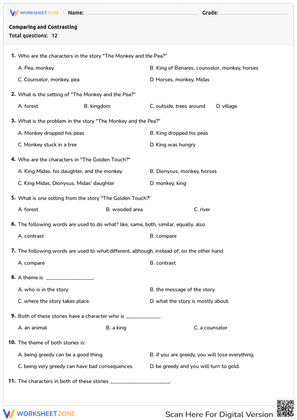 Comparing Stories: Themes & Characters - Page 1