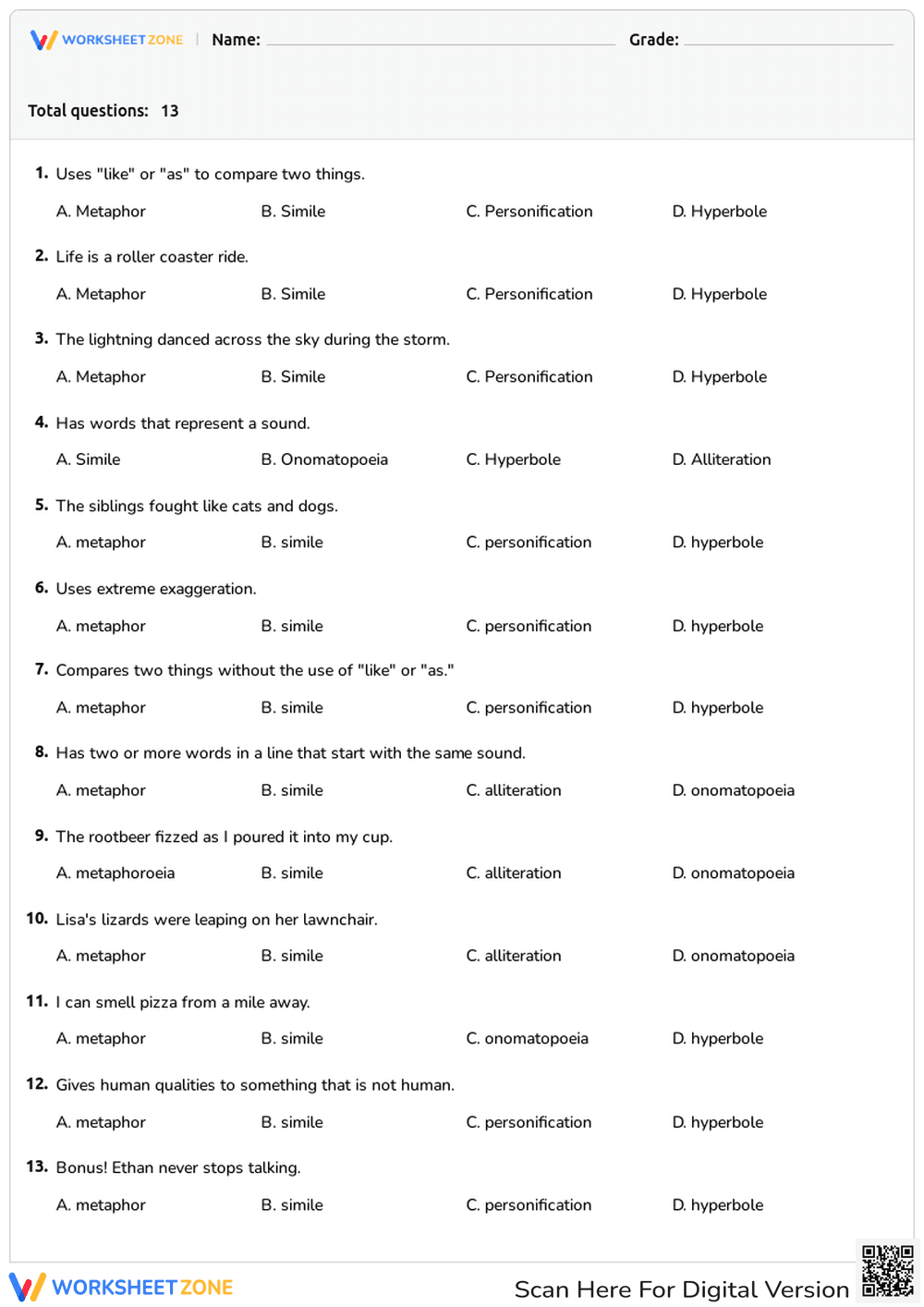 Fun Figurative Language Practice - Page 1