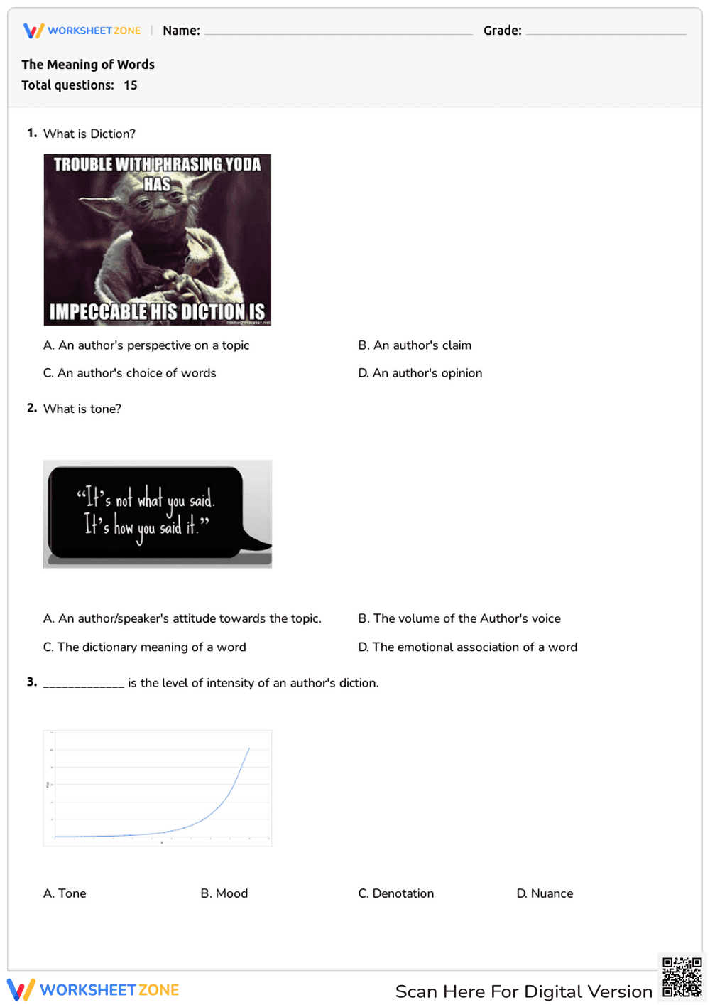 Connotation and Denotation Practice | Grade 6-8 Essential - Page 1
