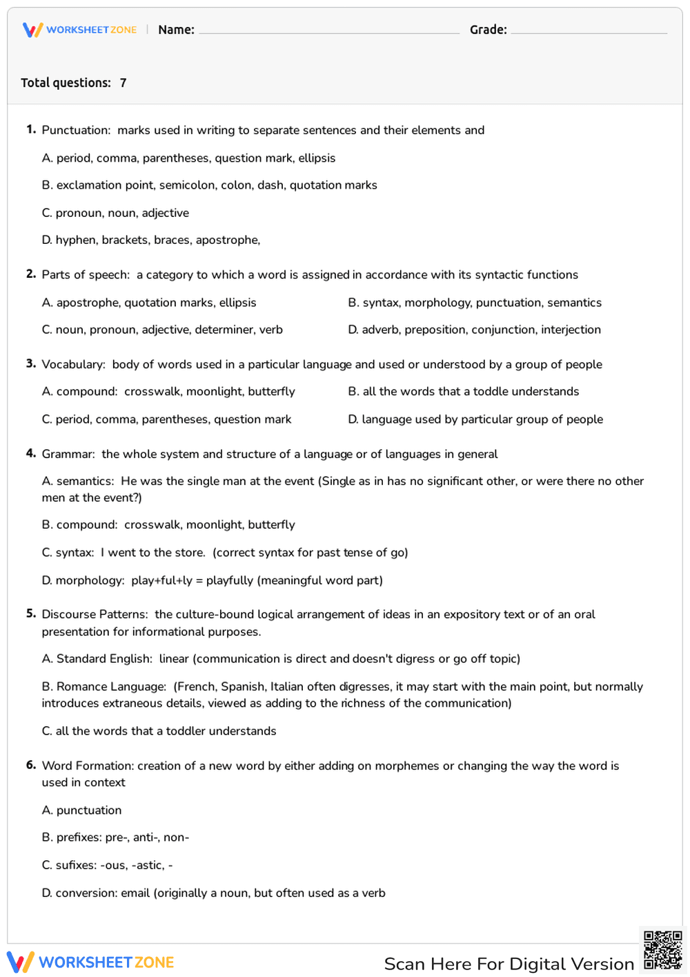 English Language Conventions Quiz | Grade 5 Essential - Page 1
