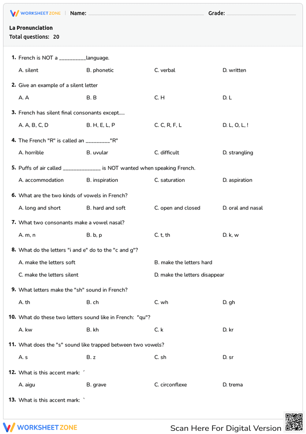 La Pronunciation - Page 1