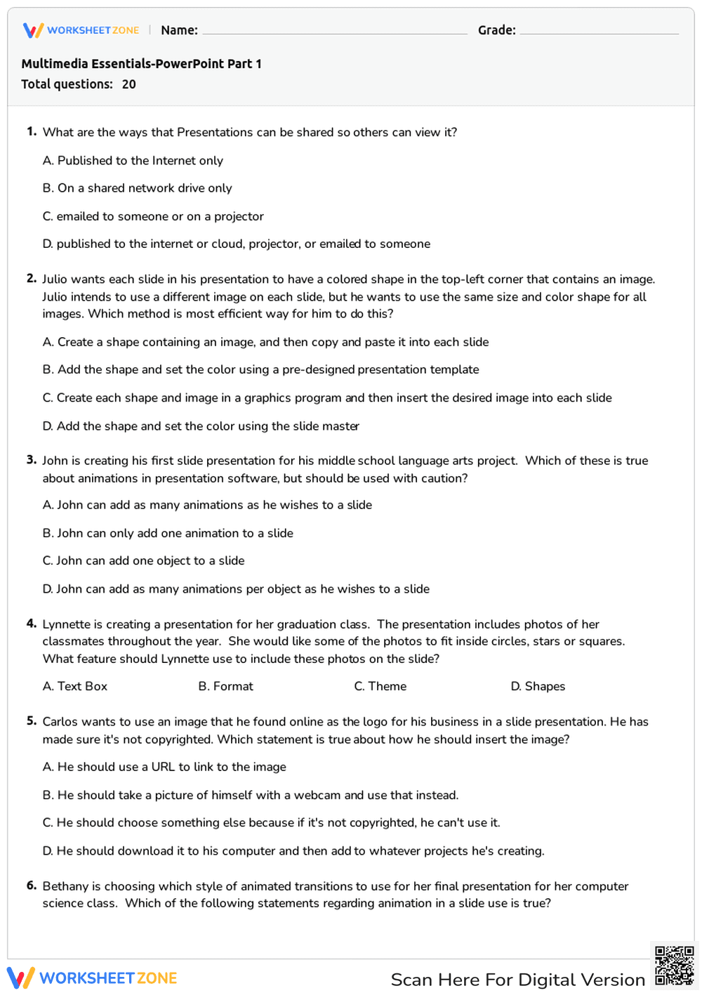 Multimedia Essentials PowerPoint Quiz | Grade 5 Ready - Page 1