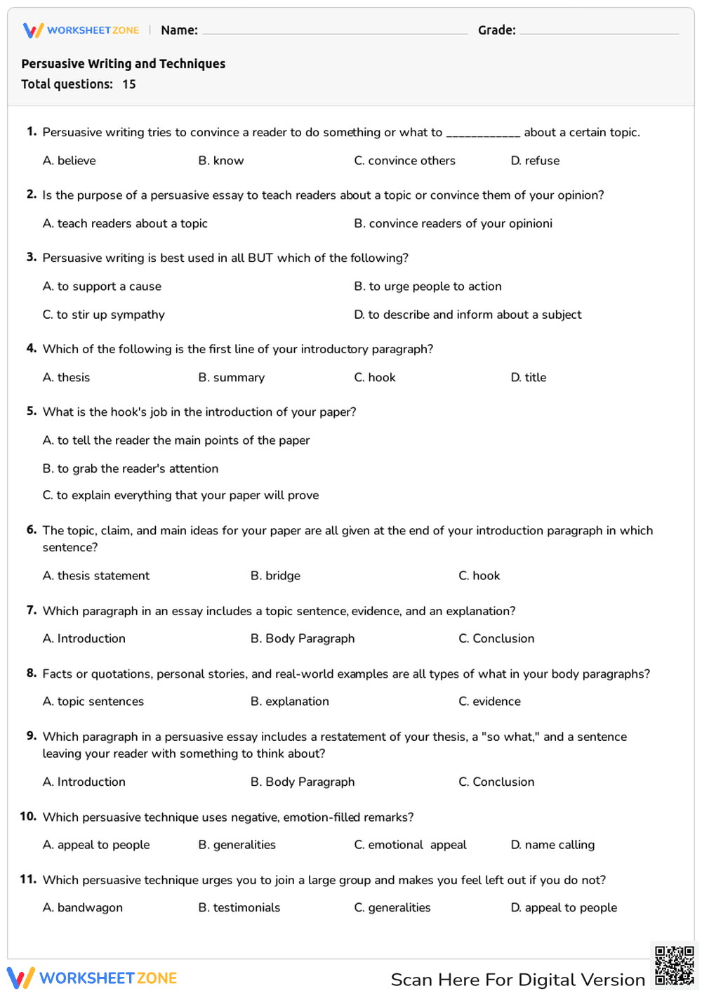 Understanding Persuasive Writing Techniques - Page 1