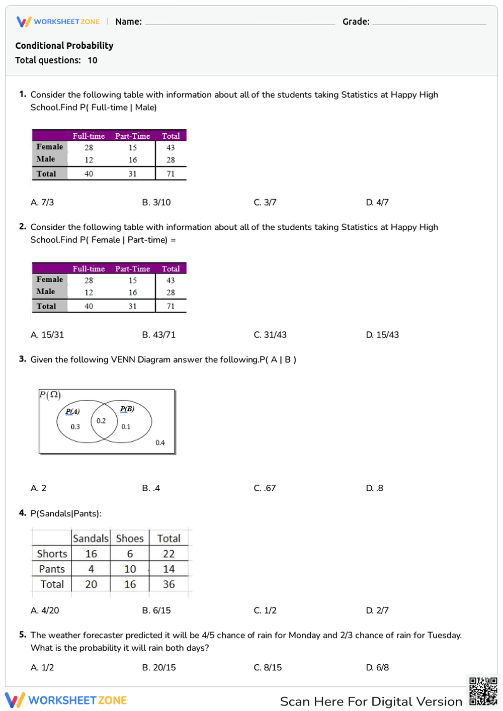 Conditional Probability - Page 1