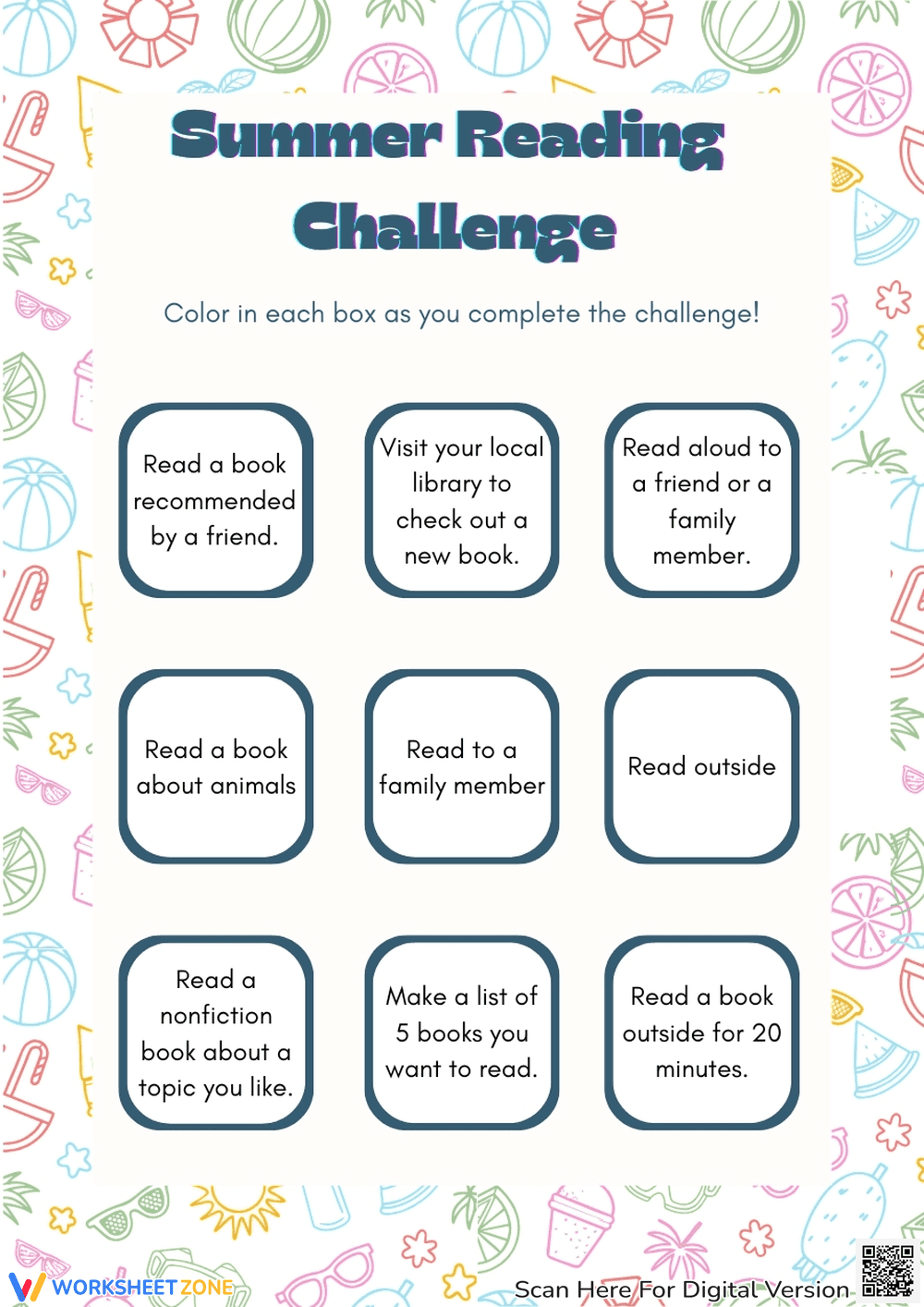 Summer Reading Challenge: Essential Grade 1-4 Printable - Page 1