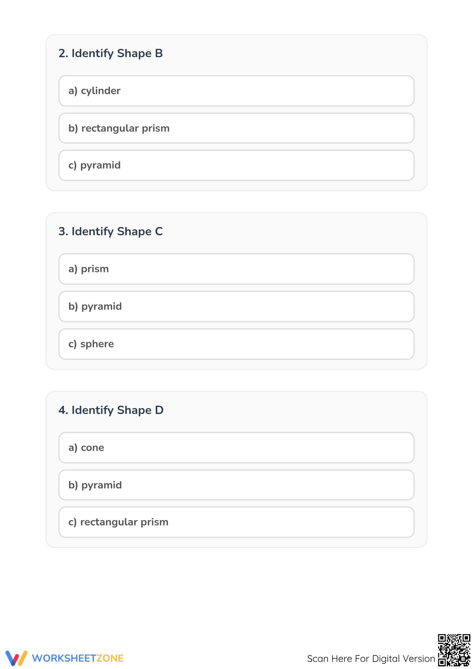 Printable CCSS.1.G.A.1: 3D Shapes — Grade 1 - Page 2