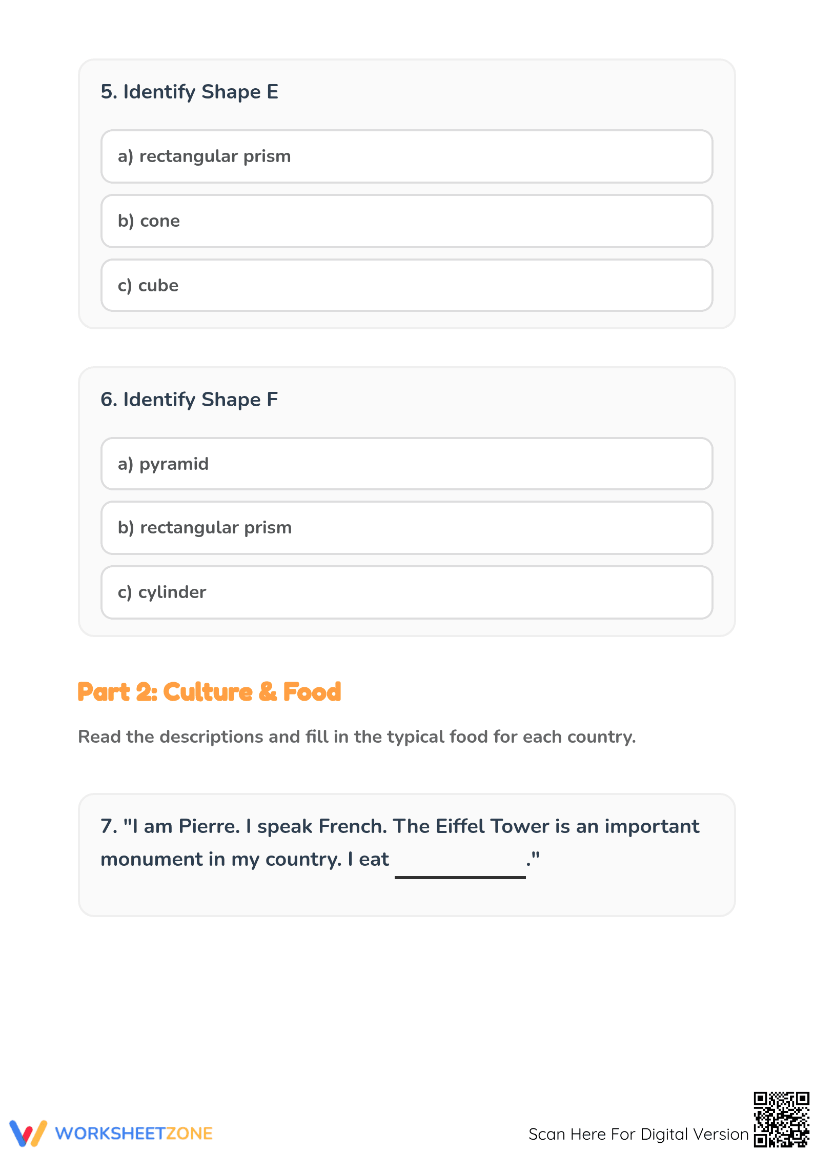 Printable CCSS.1.G.A.1: 3D Shapes — Grade 1 - Page 3