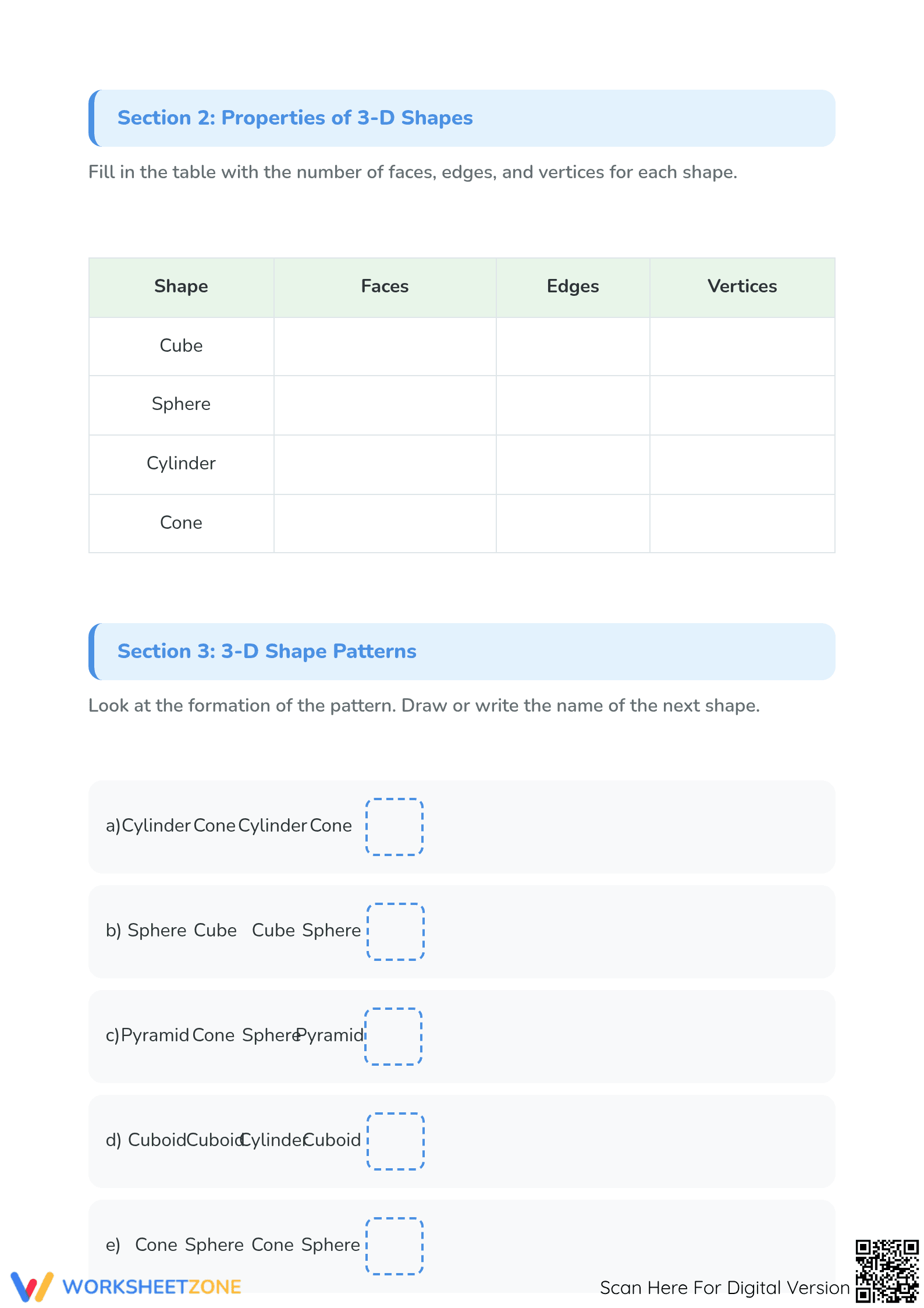 Printable 3-D Shapes Worksheet | Grade 2 Math - Page 2