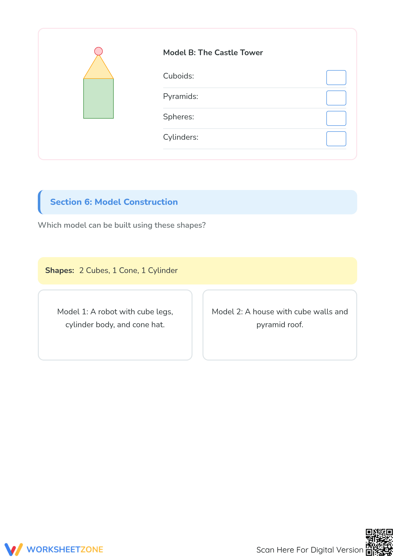 Printable 3-D Shapes Worksheet | Grade 2 Math - Page 4
