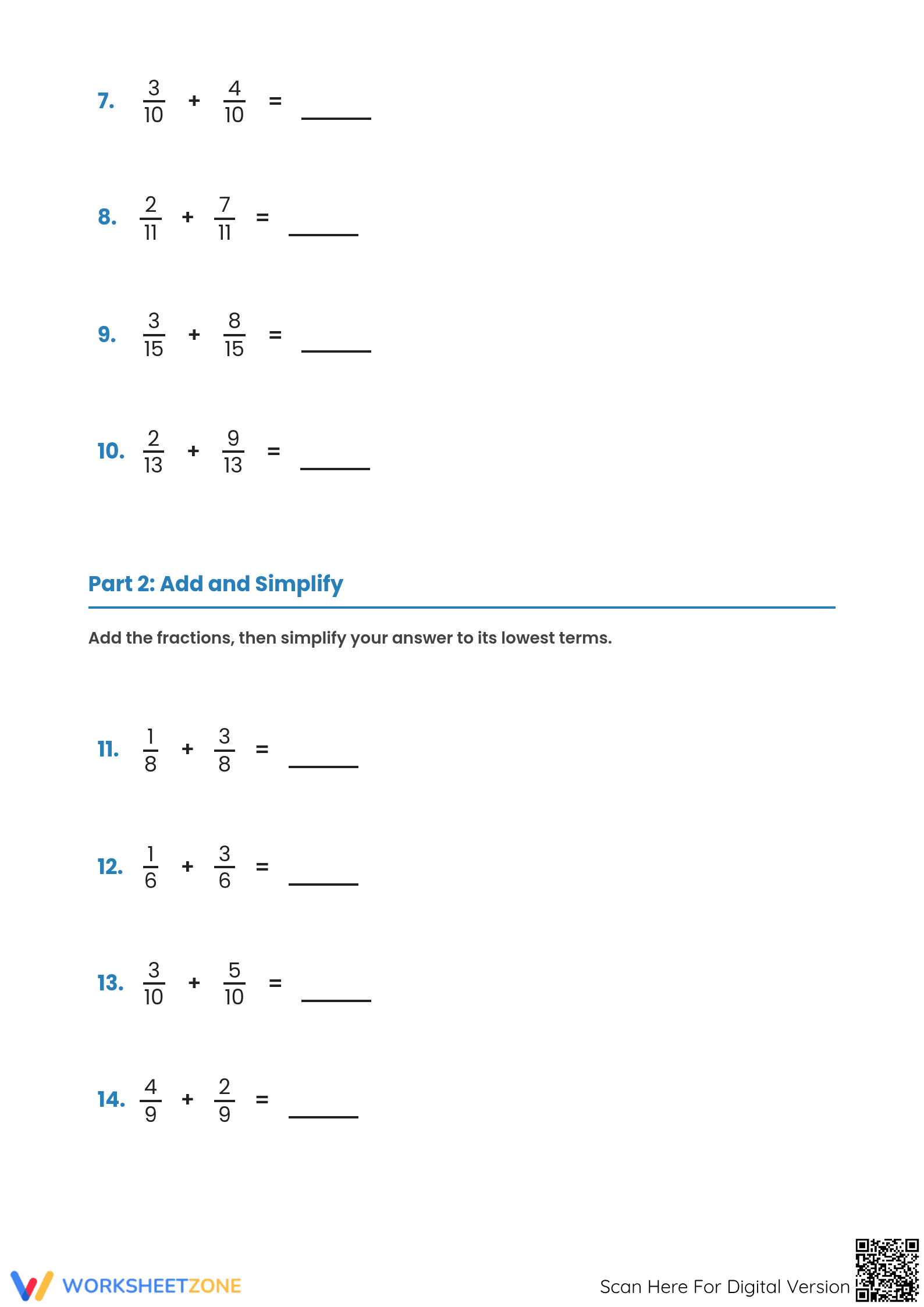 Printable Adding Fractions Worksheet | Grade 4 Math - Page 2