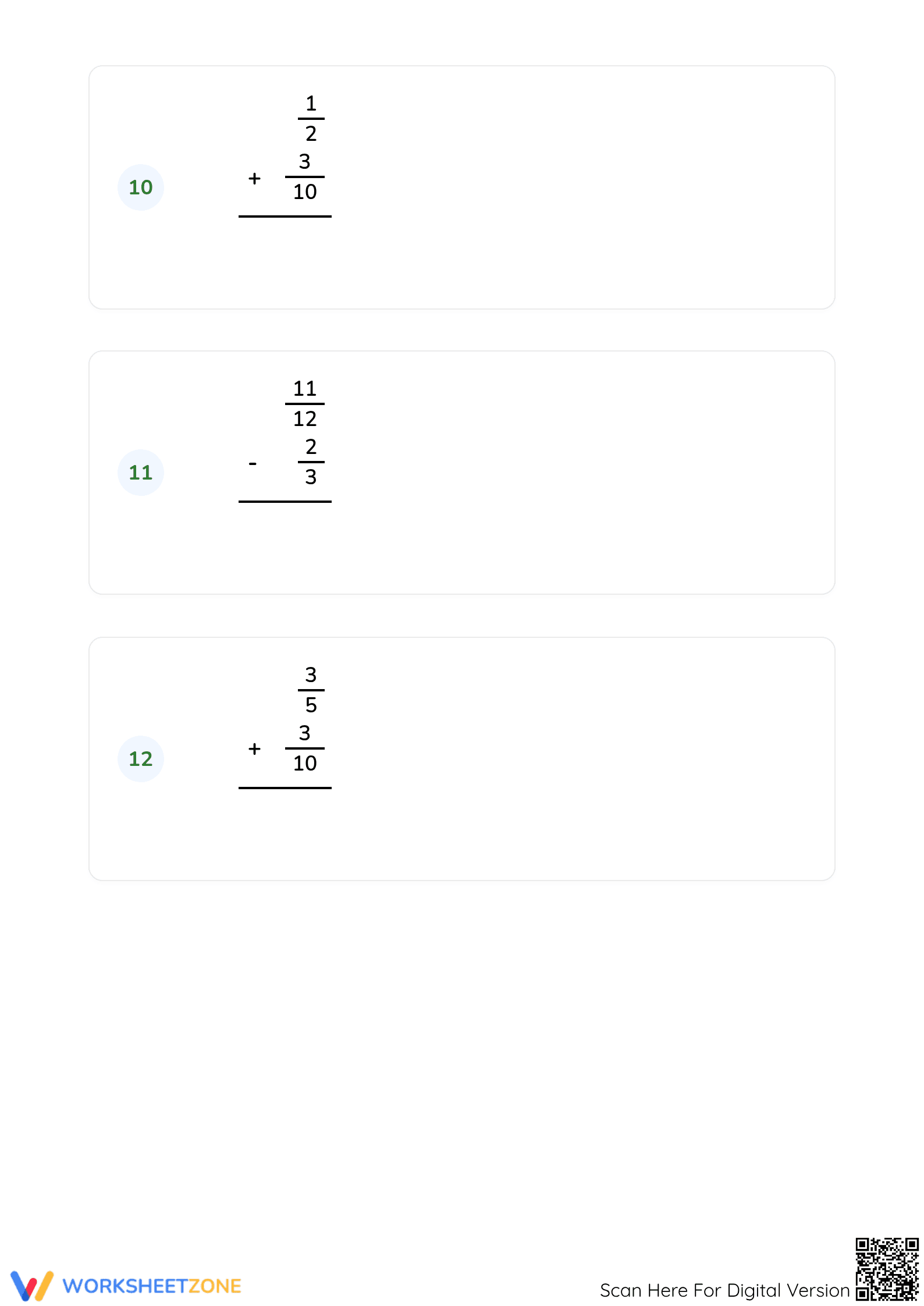 Printable Adding & Subtracting Fractions Worksheet | Grade 5 - Page 4